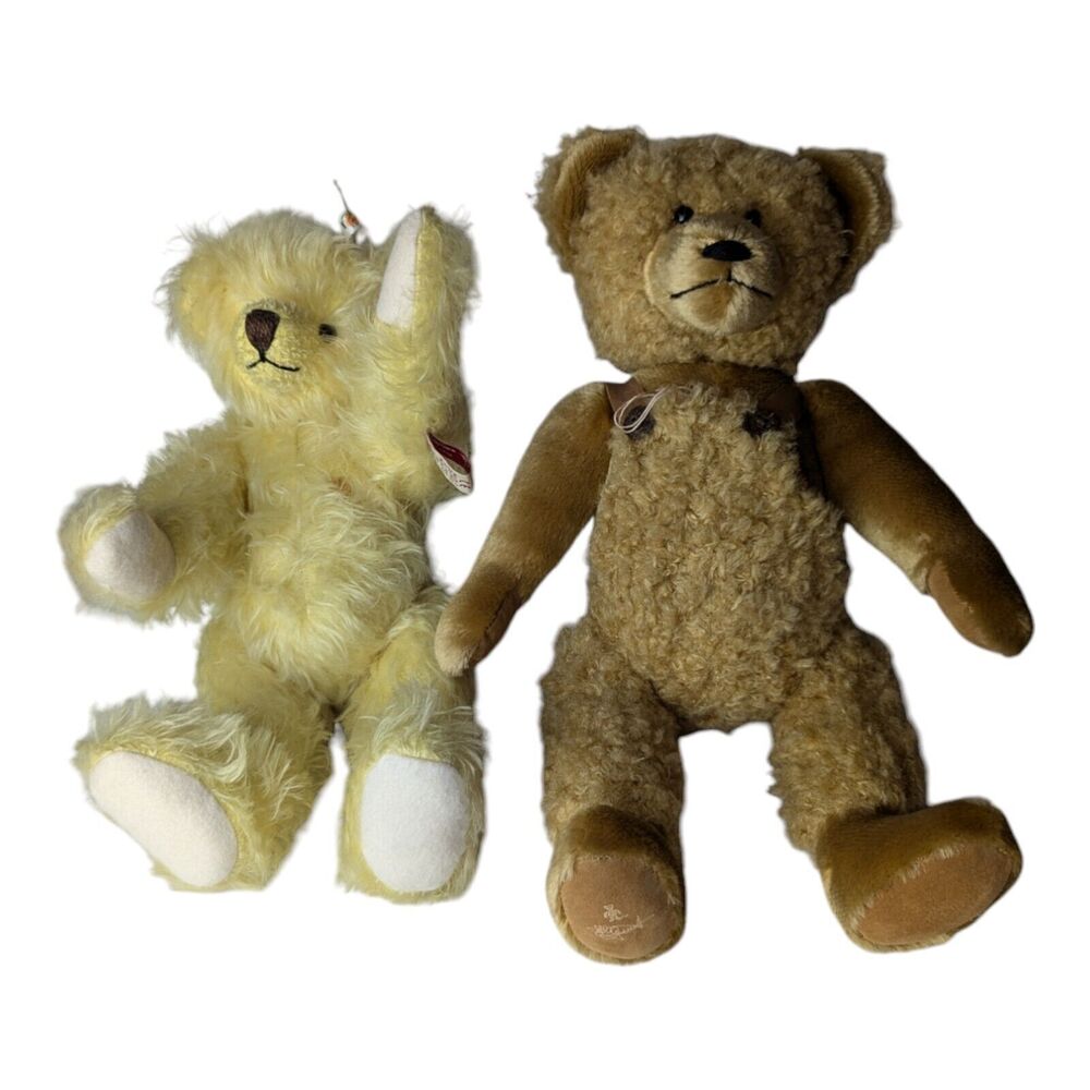 VTG 80s Yellow Mohair Grisly Teddy Bear from Germany And Bartons Creek Bear 13"